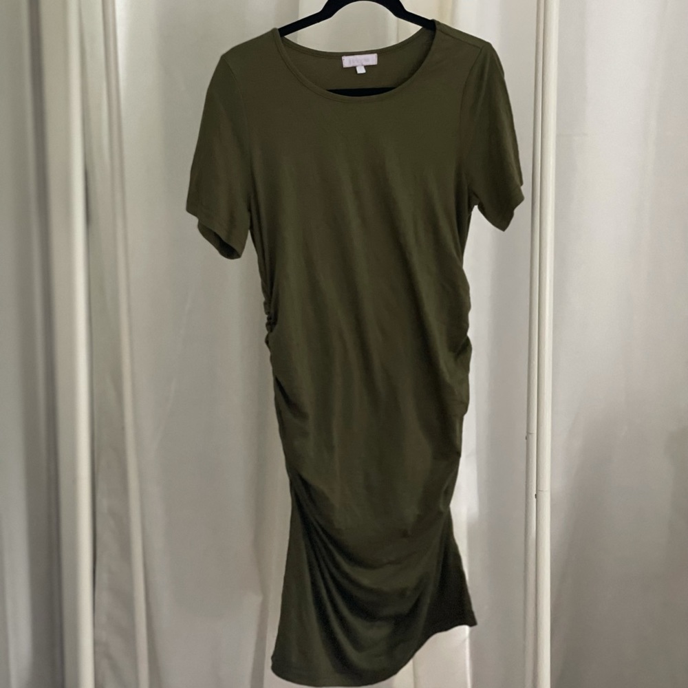 Olive Green Short Sleeve Maternity Dress
